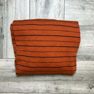 Murano Men's Striped V-Neck Pullover Ribbed Sweater Rust Orange Large